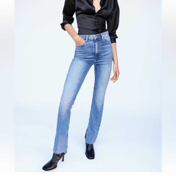 RISE WIDE LEG SLIM JEANS WITH A HIGH WAIST ZW COLLECTION Black - Main Image